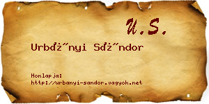 Urbányi Sándor névjegykártya